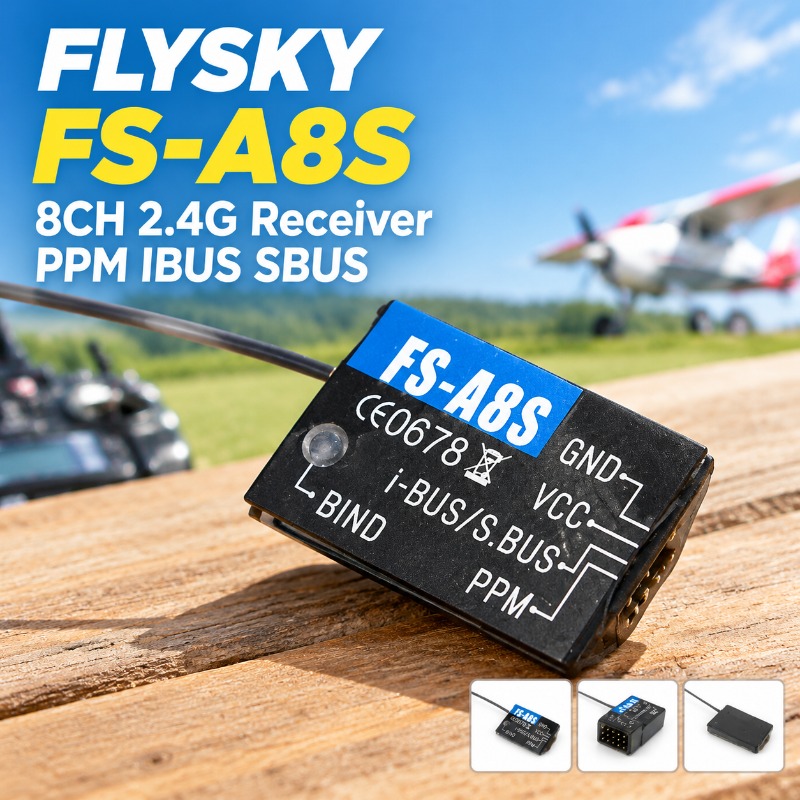 Drone Racing Receiver - FS-A8S 2.4G 8-kanałowy miniaturowy odbiornik RC,